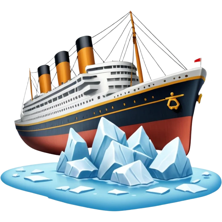 The Titanic hitting a iceberg emoji