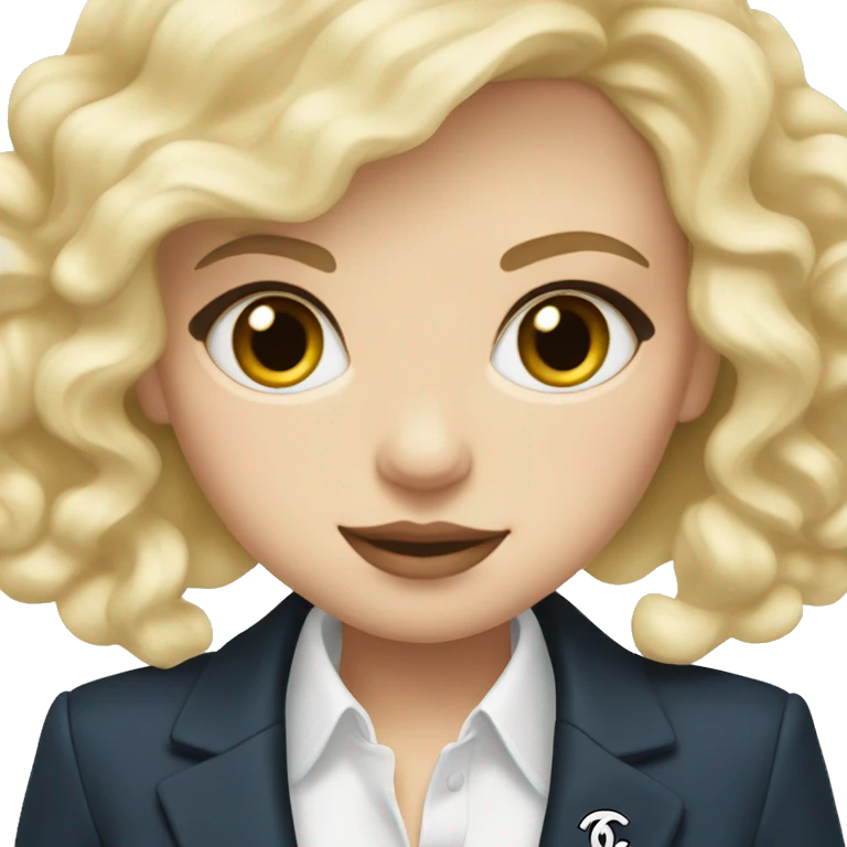 blonde girl blue eyes with chanel blazer emoji