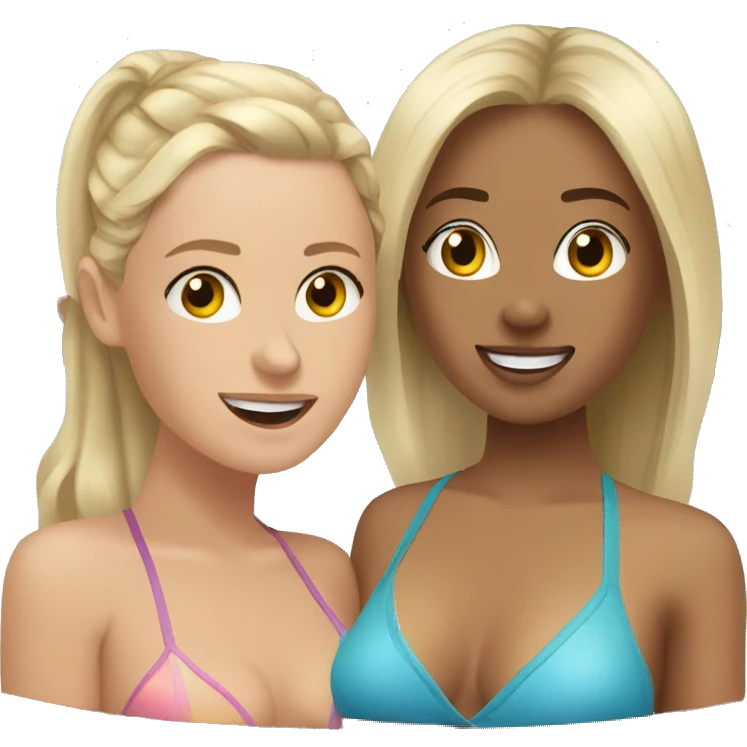 three girls in hot tub blonde and brunett emoji