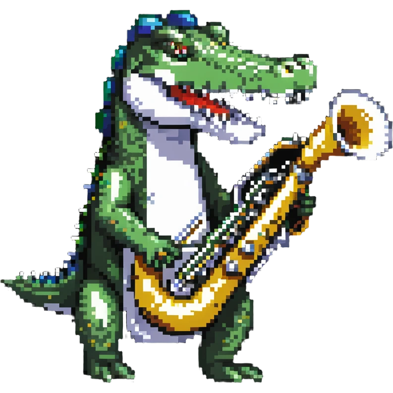 crocodile playing a bombardino euphonium emoji