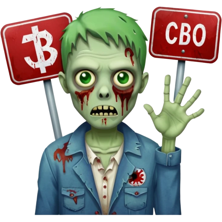 zombie with "CBO" sign emoji