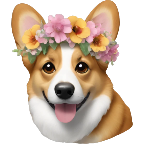Corgi dog wearing a flower crown  emoji