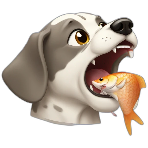 dog eating fish emoji