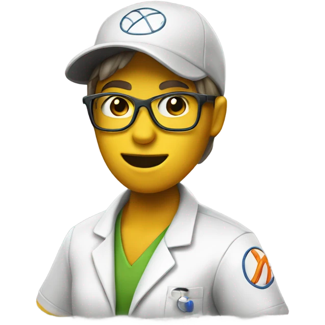 Hotting a softball as a scientist emoji