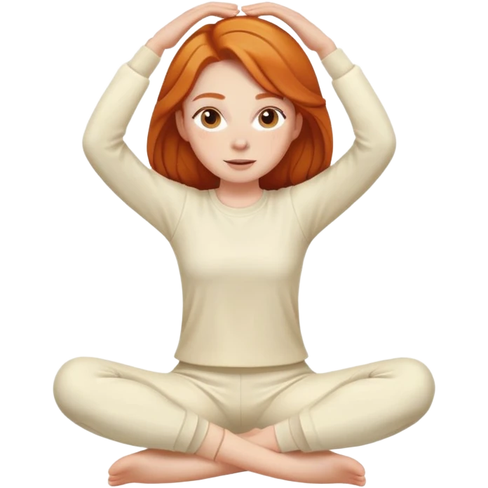 Ginger gym girl middle part hair stretching cream outfit sitting emoji