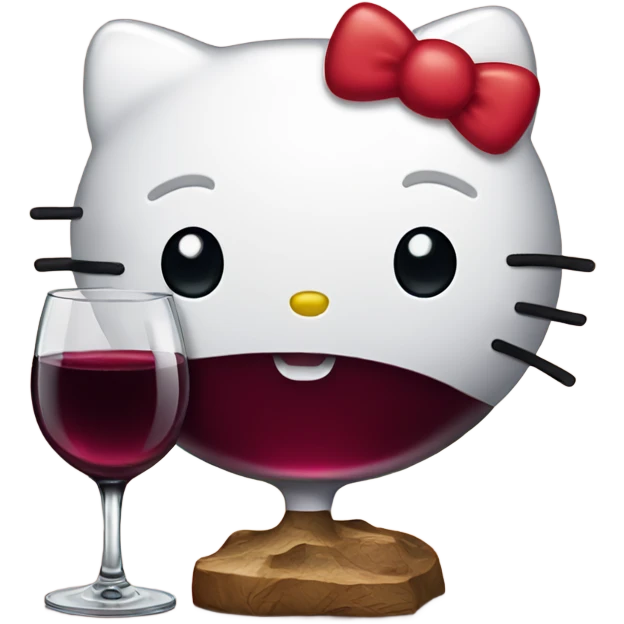 Hello Kitty drinking red wine emoji