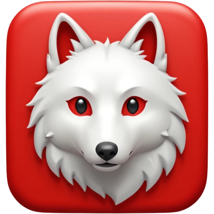 A bold white capital letter C with a small white wolf head icon above it, inside a red rounded square, emoji style, flat design, shiny light reflection, same style as 🅱️ emoji, transparent background. emoji