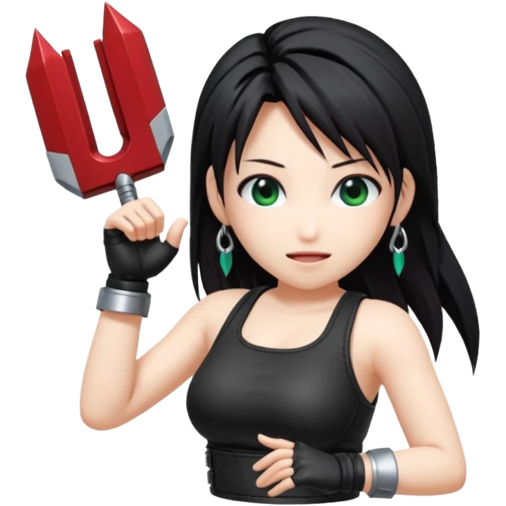 j'aimerai des emotes en lien avec tifa de final fantasy 7 en mode fantaisie mignon qui est joyeux  emoji