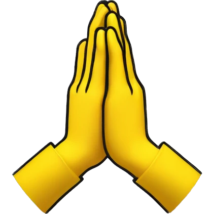 Yellow Warning sign with praying Hands as symbol emoji