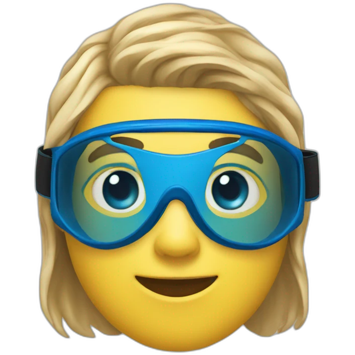 swimmer with a cool blue proffesional swimming goggles emoji