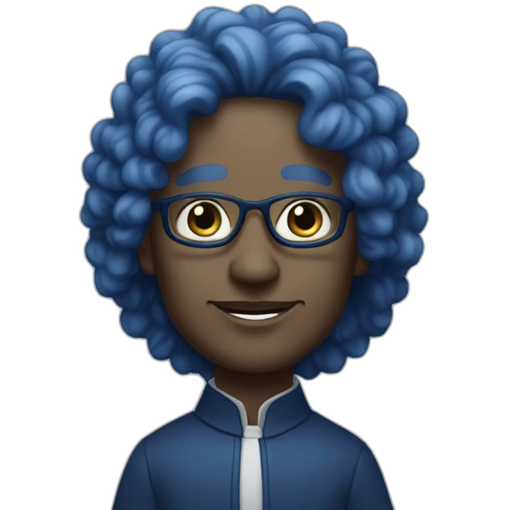 Clergyman with blue skin and dark blue long curly hair emoji
