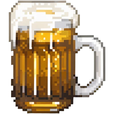 A pixelated mug of golden beer with white foam on top emoji