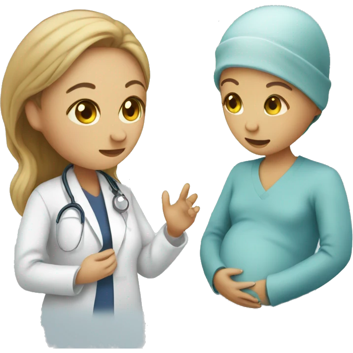 pregnant girl talking with doctor emoji
