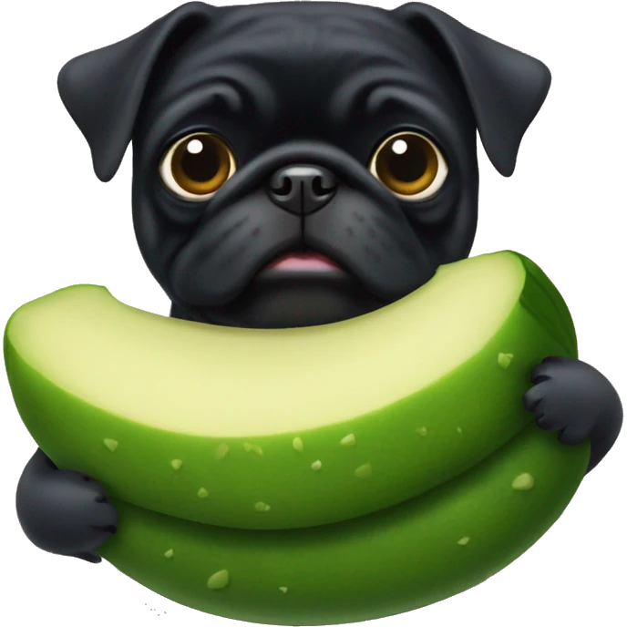 Black pug with a pickle emoji