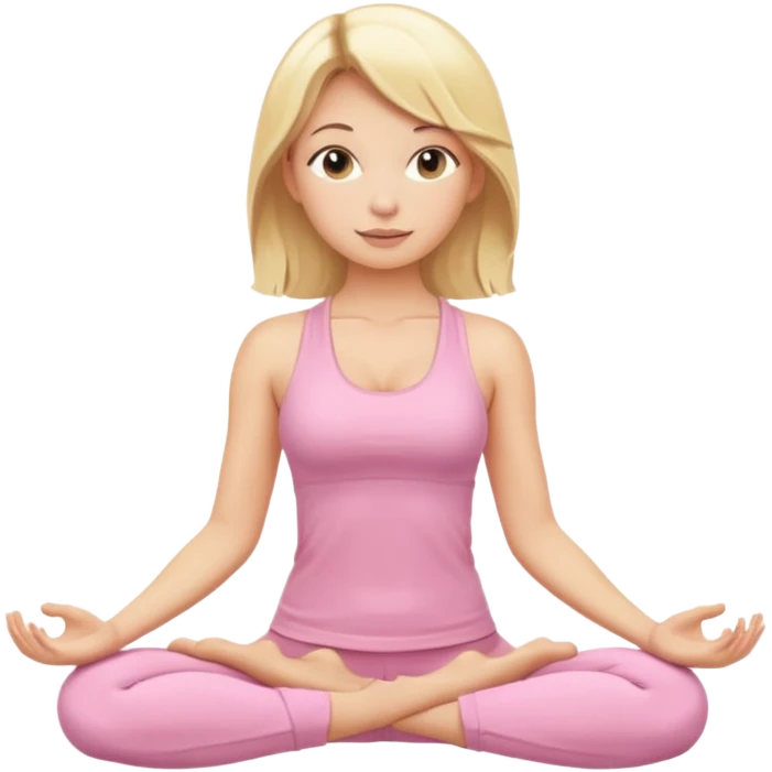 blonde yoga girl light pink clothes n emoji