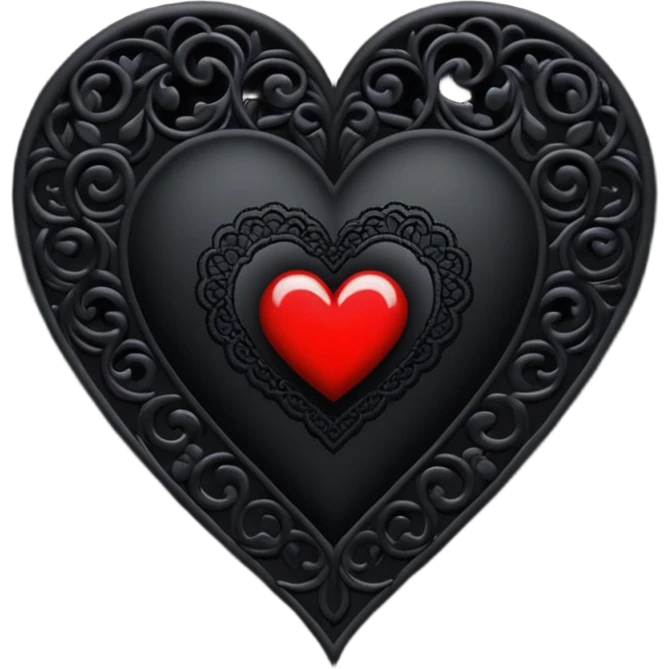 goth themed heart with a black lace shawl emoji