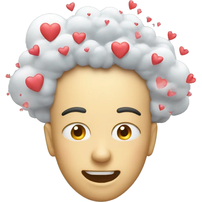 Head exploding with a cloud of hearts emoji
