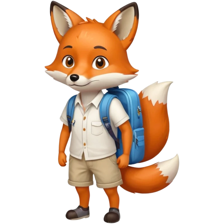 Fox wearing a shirt and shorts and a backpack  emoji