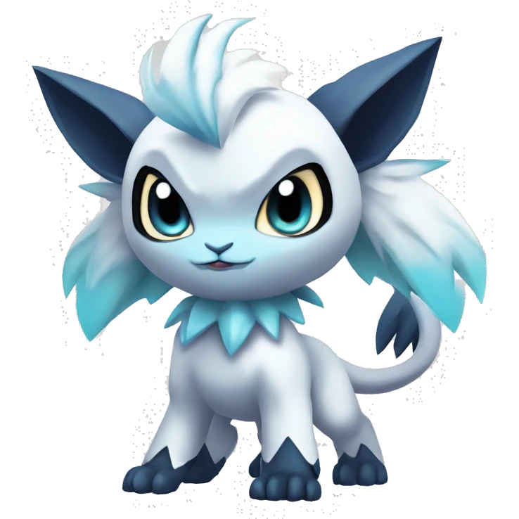 Edgy Cool Kawaii Chibi Baby Absol-Silvally-Vaporeon-Absol-Pokémon Full Body emoji