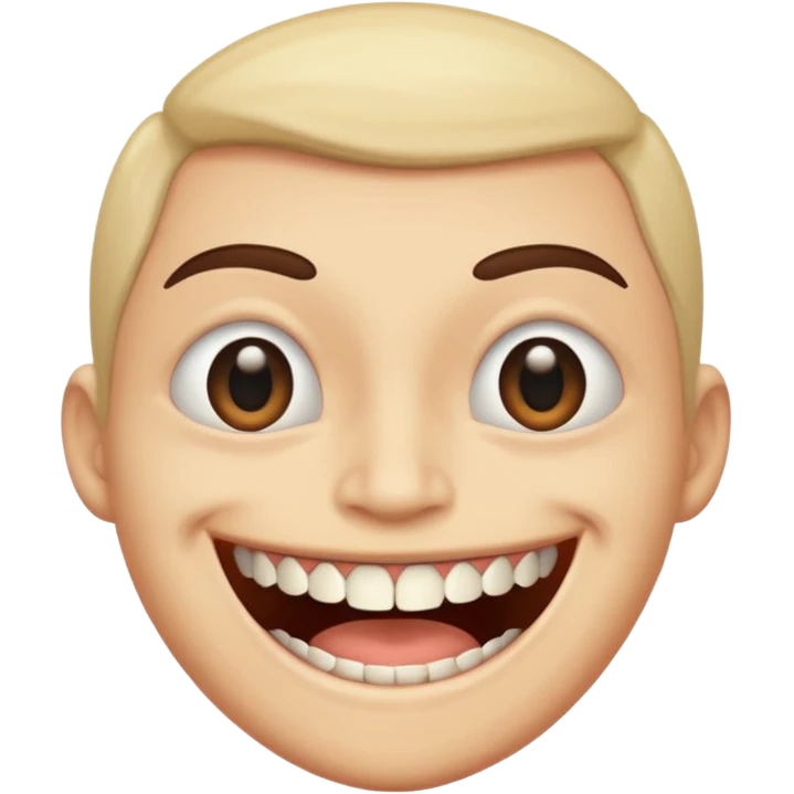 a face with a twitched eye and a super toothy smile emoji