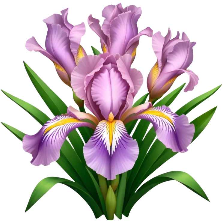 super big bouquet Soft Pink Iris, luxuriant, leaf, bud emoji