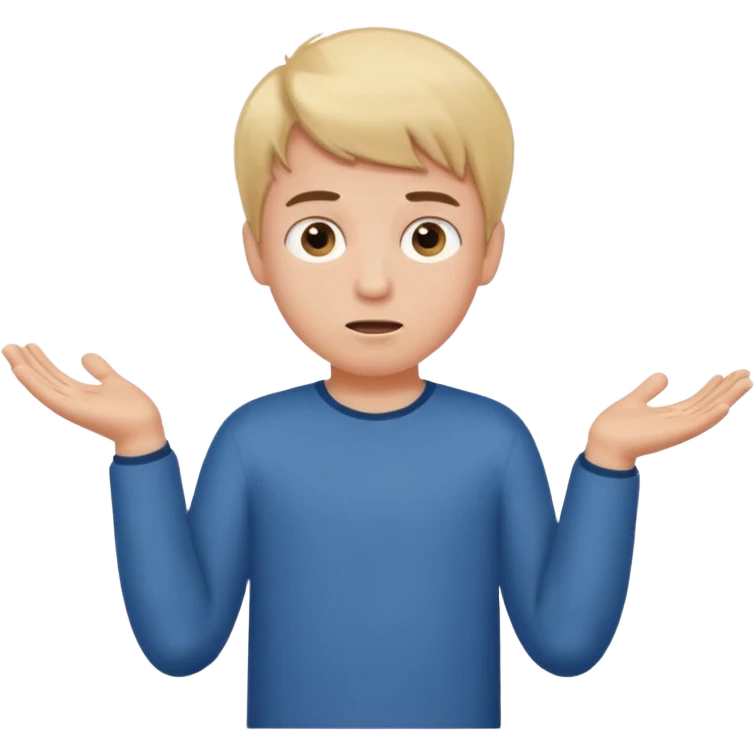 A boy shrugging with 6 over one hand and 7 over the other emoji