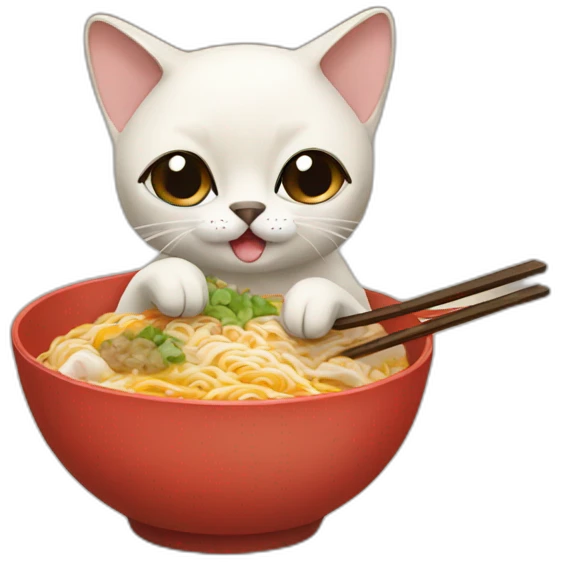 Siamese cat eating ramen emoji