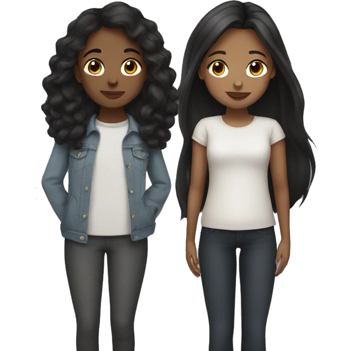 two girls light girls with dark hair kissing emoji