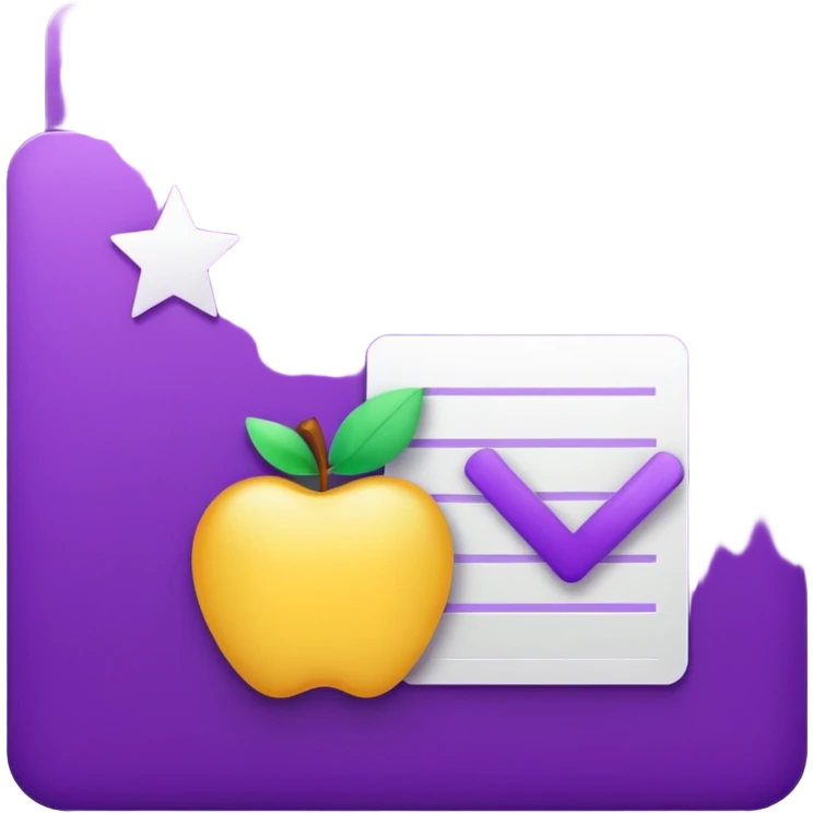 Google Form icon, purple document with a checkmark, Apple emoji style emoji