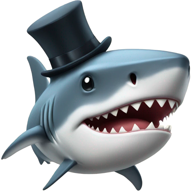 Shark with a top hat emoji