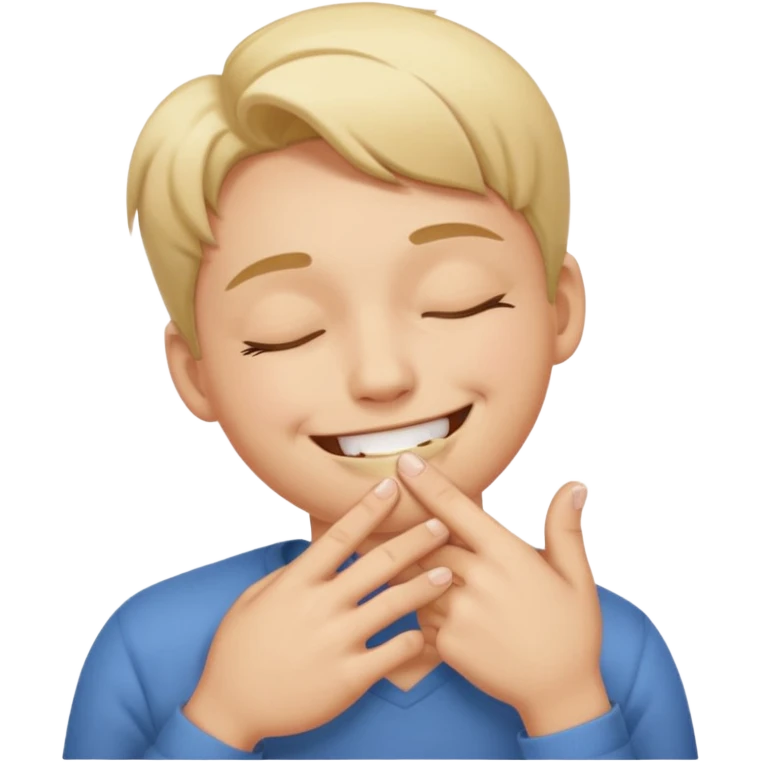 Smiling with closed eyes and biting finger emoji