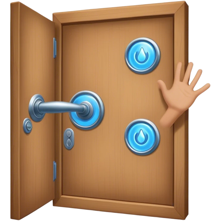 A closed door with a hand knocking on it. Because success isn’t about waiting—it’s about knocking until someone answers.blue power magic on knocking emoji