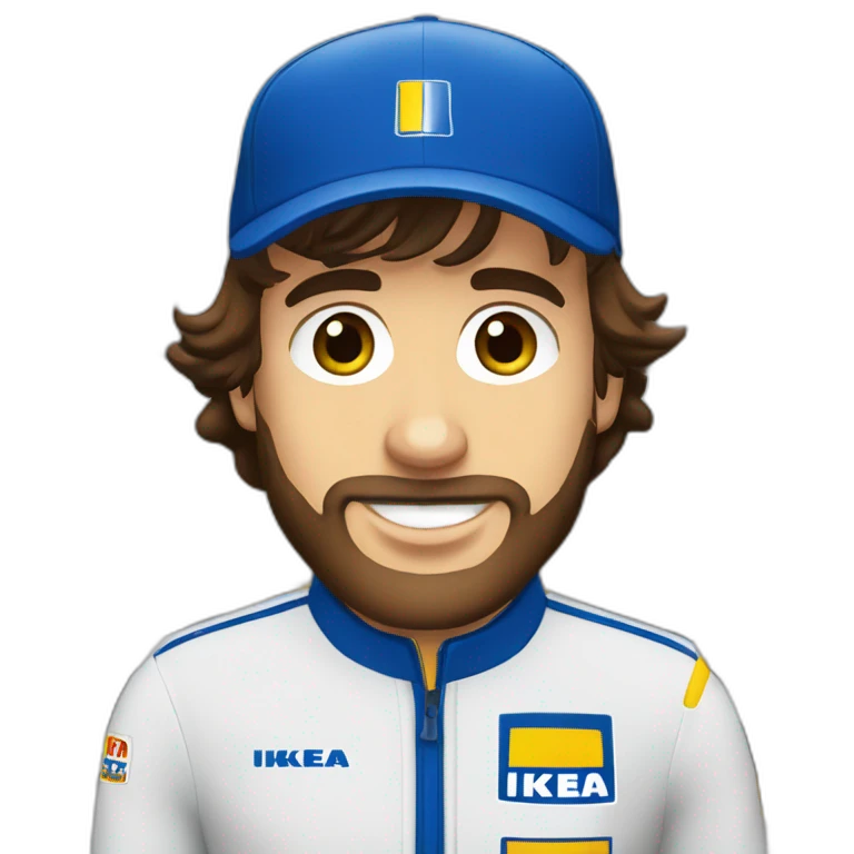 Fernando Alonso con uniforme de la tienda IKEA de pie emoji