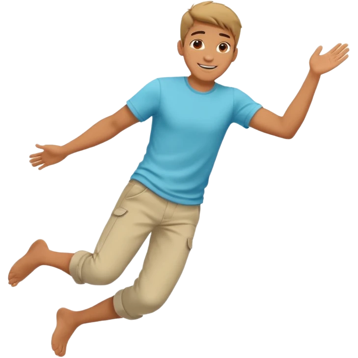 smiling guy in summer clothing  falling . from the side  emoji