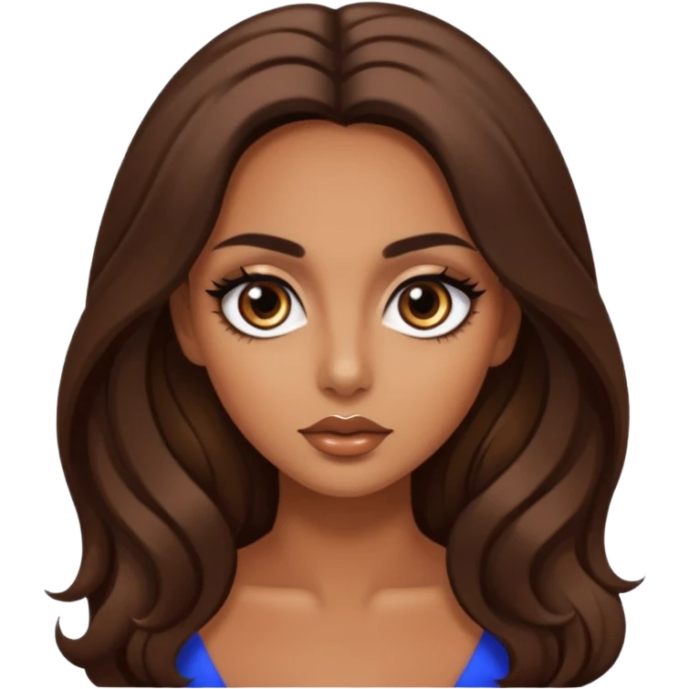 big dark eyes and tanned skin brown hair glamorous long hair emoji