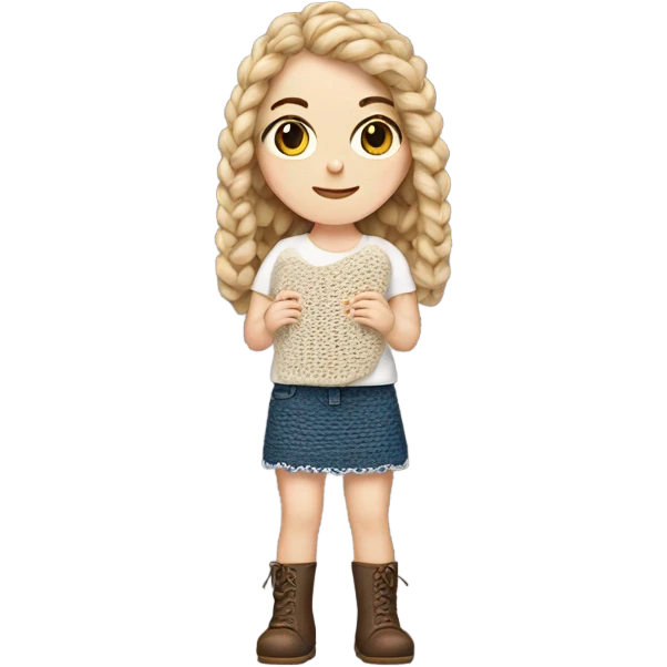 white girl with a crochet in her hand emoji