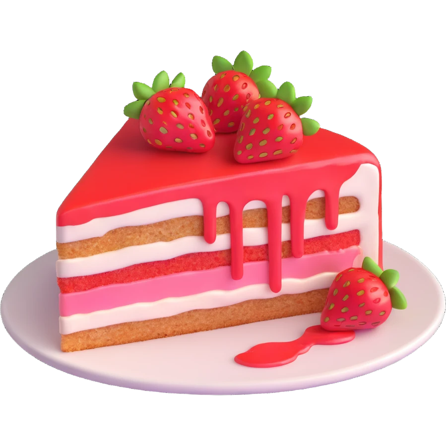 slice of strawberry cake emoji