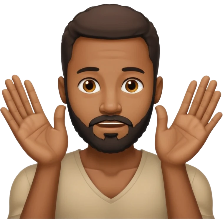 BLACK MAN WITH LOW CUT BEARD SAYING WHO CARES?! MOTIONING HANDS  emoji