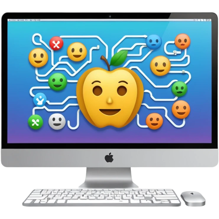 AI webflow on a computer - really complicated emoji