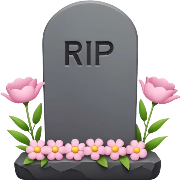 Cute emoji illustration of a tombstone with text "RIP 20’s", small flowers, ironic and playful mood, pastel colors, minimal flat emoji style, clean background, high resolution, suitable for WhatsApp profile and print emoji