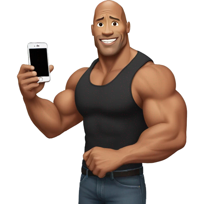 dwayne johnson holding an iphone emoji