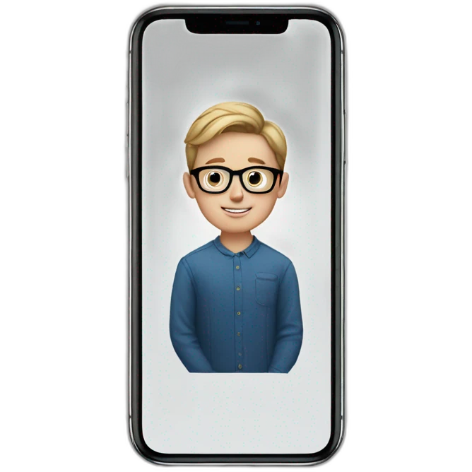 A white boy with glasses on an iPhone 11 emoji