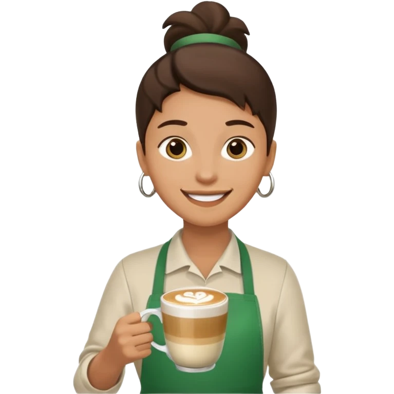 Barista + green apron + latte cup emoji