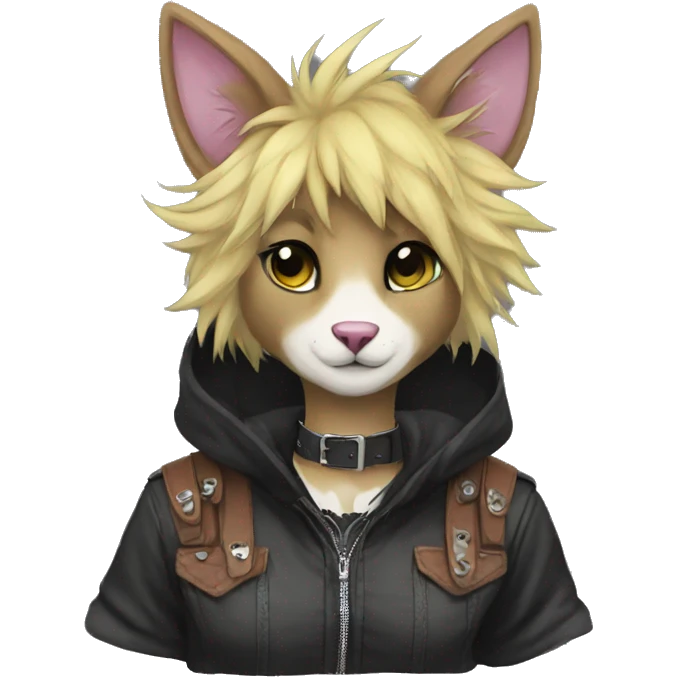 Anthro Punk Fursona Collar Hoodie  emoji