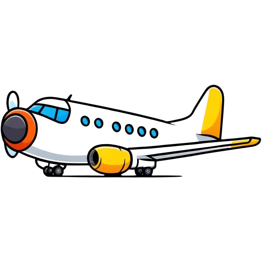 Cartoon airplane with happy face emoji