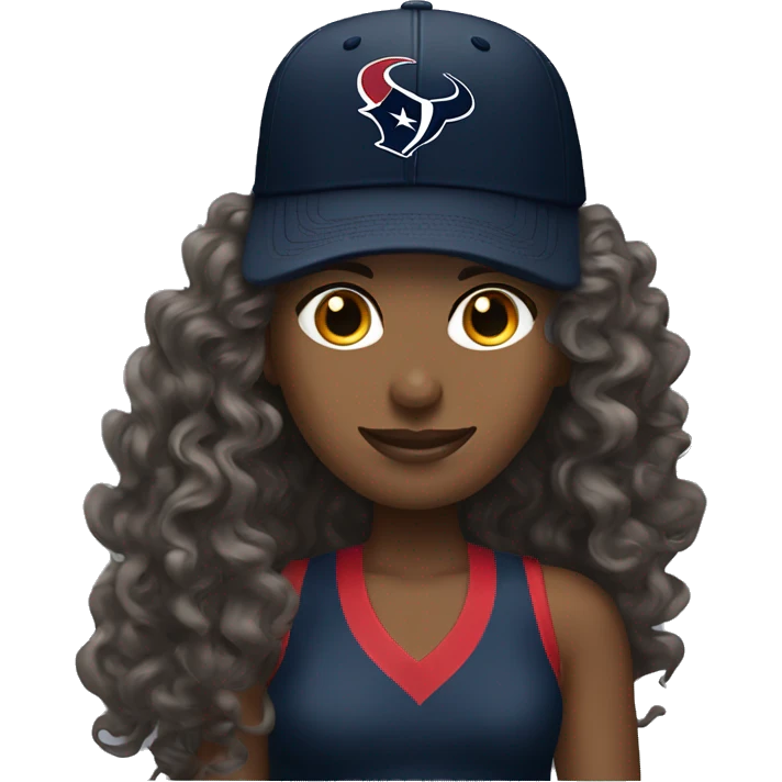 HOUSTON TEXANS baseball hat woman with long curly hair  emoji