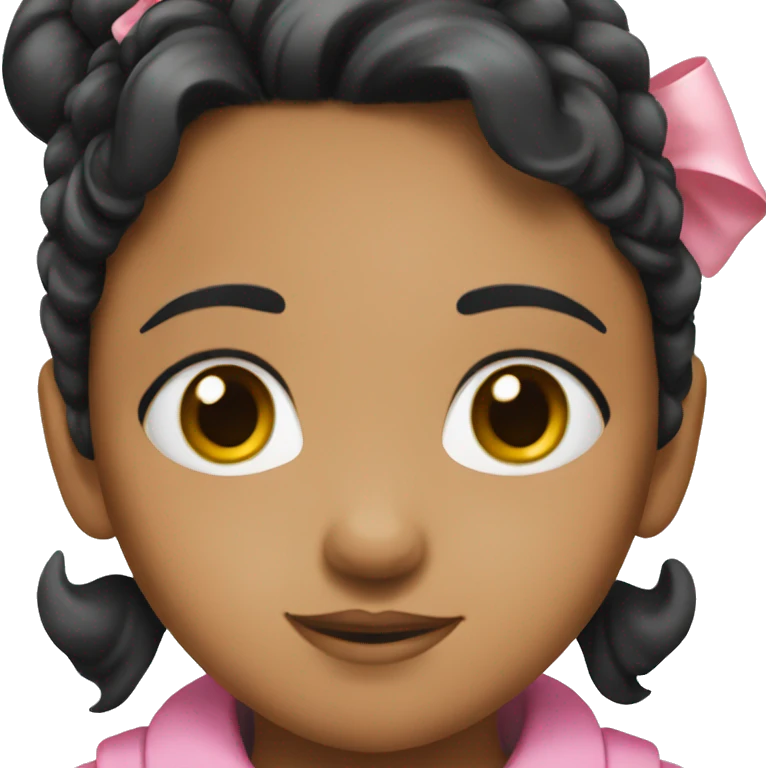Young girl with black hair and medium skin and pink hair bow emoji