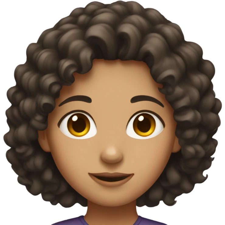 Girl with dark brown curly hair  emoji