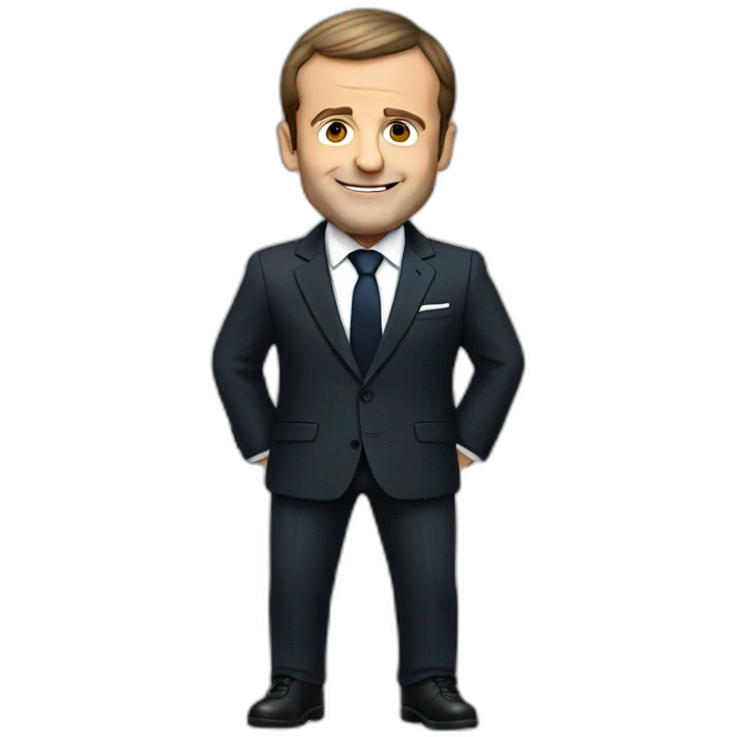 Emmanuel Macron with a suit emoji
