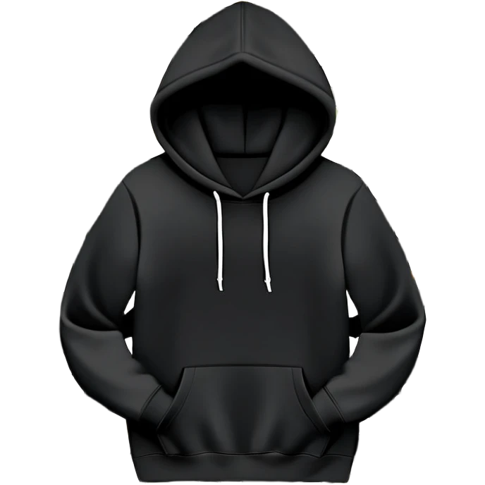 The BLACK Hoodie features a black base with distinctive white and black  open flower spots with empty space in the middle, These hollow ring-like patterns are scattered across. BLACK AND WHITE FLOWERS SPACED OUT FLOWERS, AND ONLY A FEW FLOWERS AND NO DOTS, NO VINES, NO LEAVES emoji